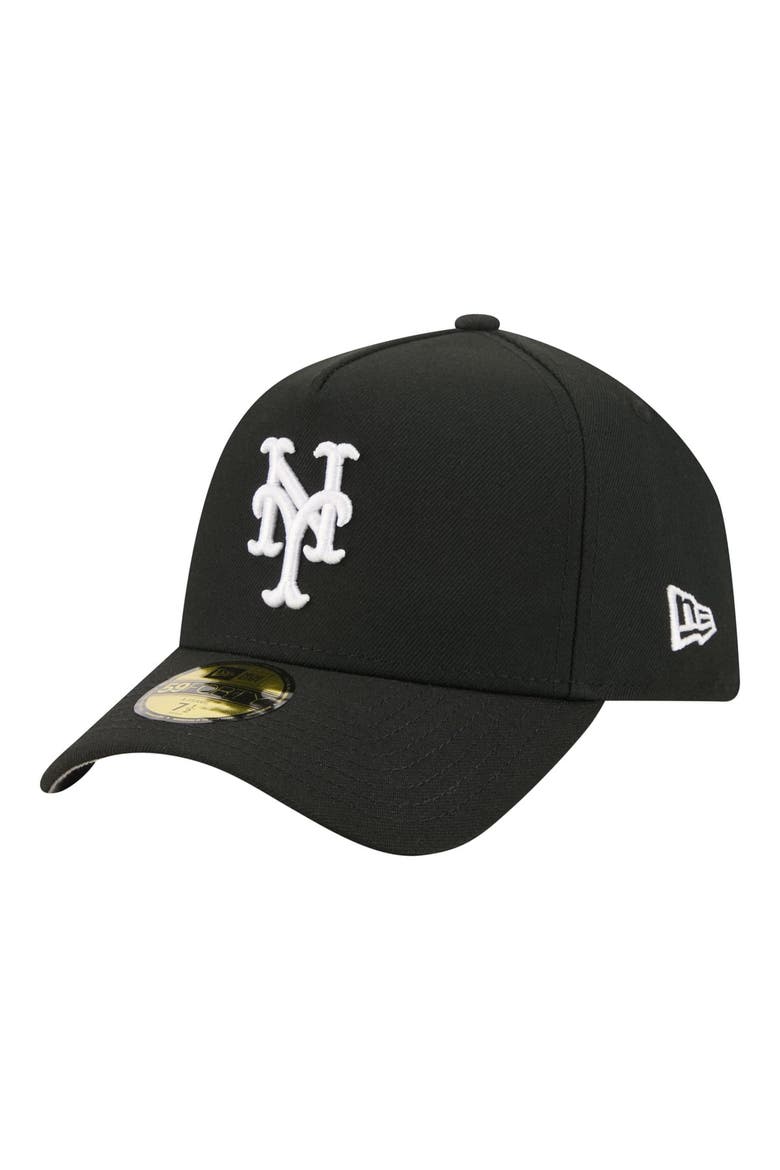 Men's New Era  Black New York Mets A-Frame 59FORTY Fitted Hat, Main, color, Black