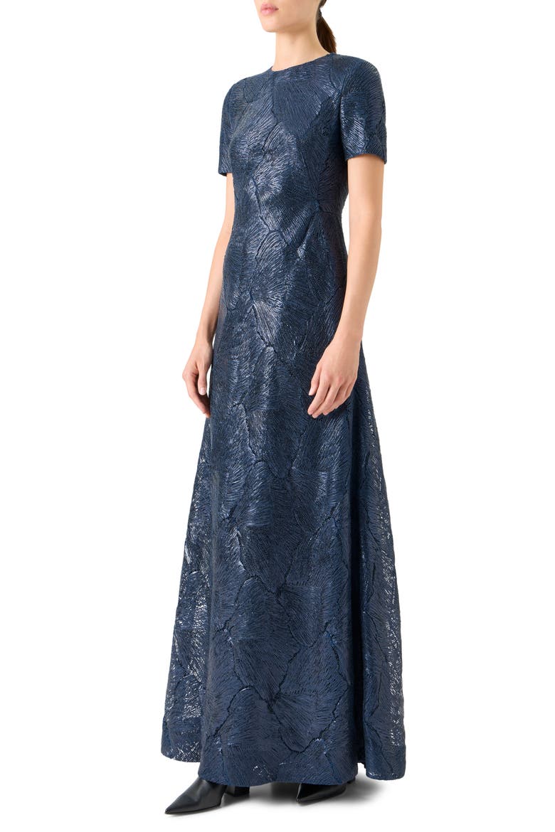 Sea Fan Lace Gown, Alternate, color, NAVY