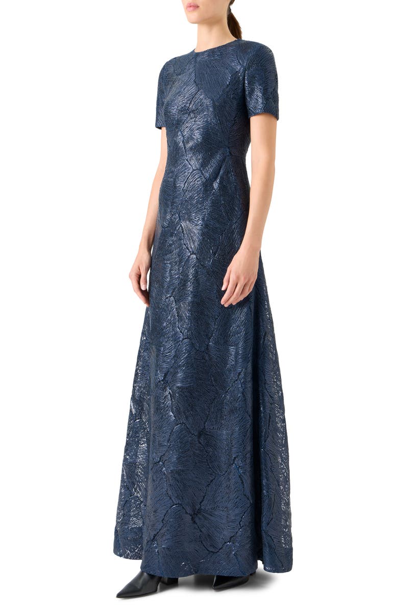 Akris Sea Fan Lace Gown, Alternate, color, Navy