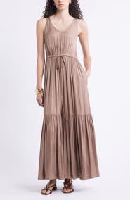 Nordstrom Sleeveless Satin V-Neck Maxi Dress
