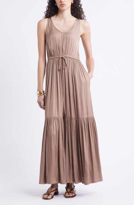 Nordstrom Sleeveless Satin V-Neck Maxi Dress
