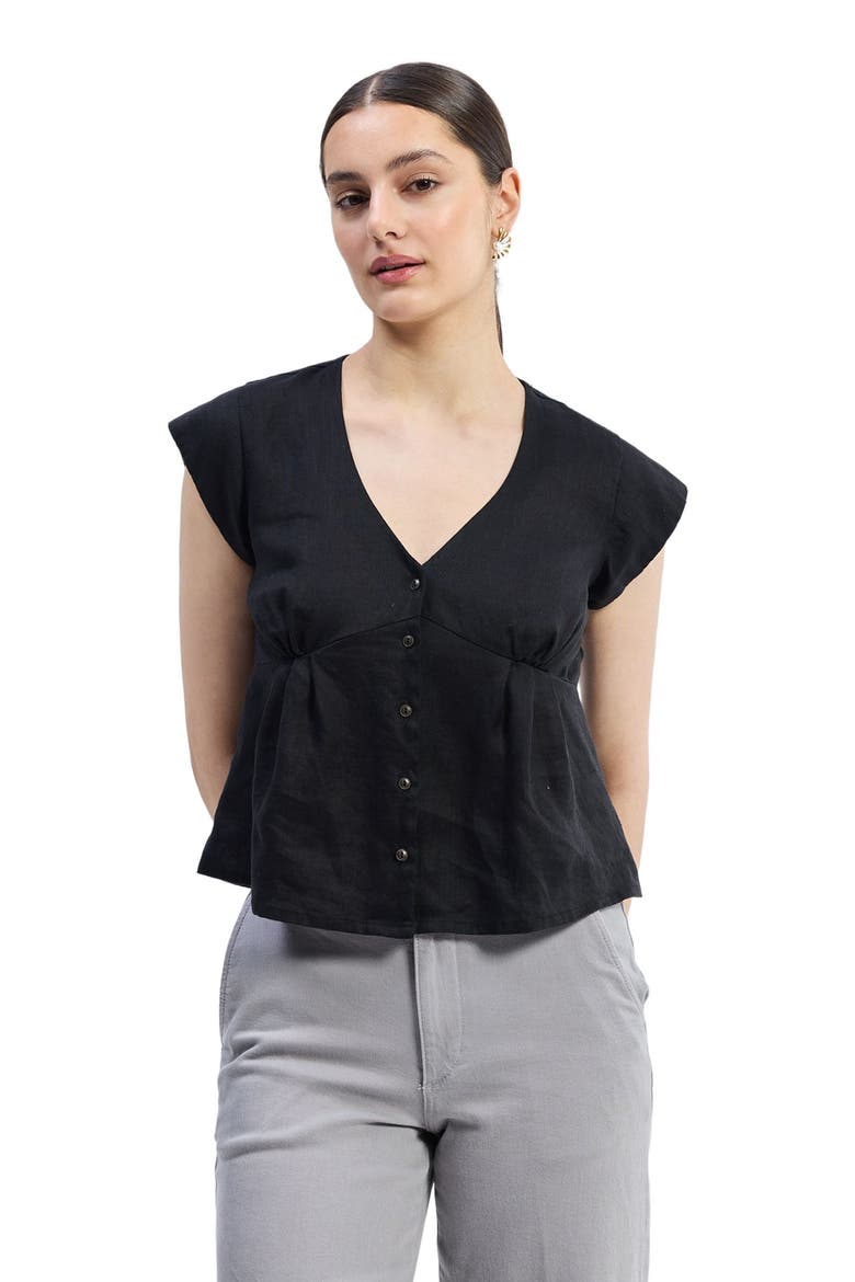 Deep V-neck Short Top, Alternate, color, Black