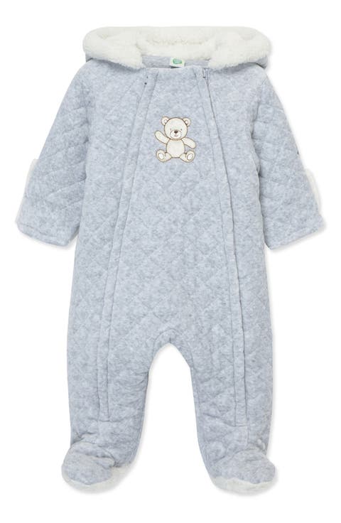 Faux Fur Hooded Quilted Bear Pram