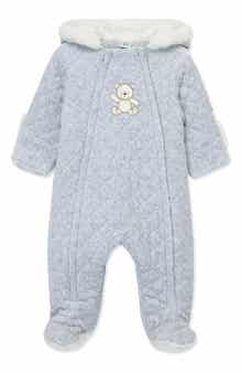 Faux Fur Hooded Quilted Bear Pram