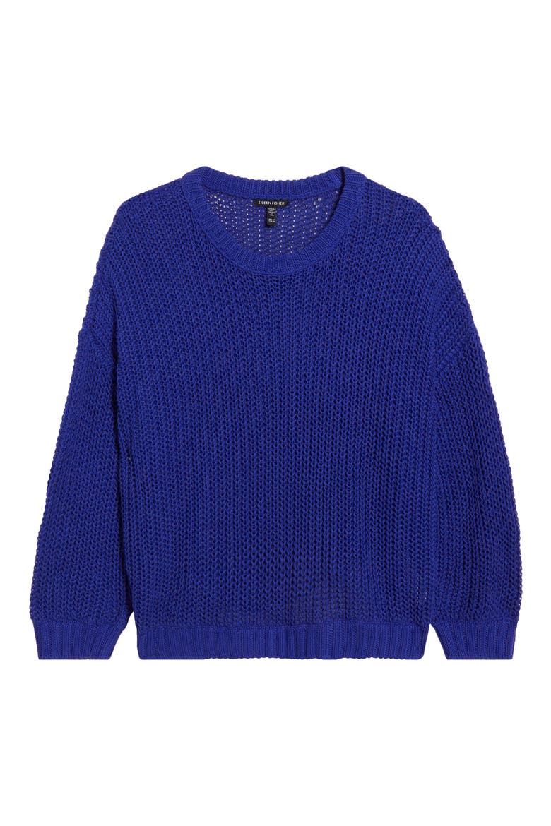 Crewneck Organic Cotton Sweater, Alternate, color, ROYAL