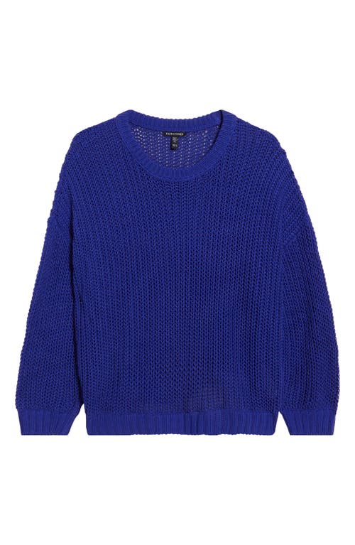 Eileen Fisher Open Stitch Organic Cotton Crewneck Sweater In Blue