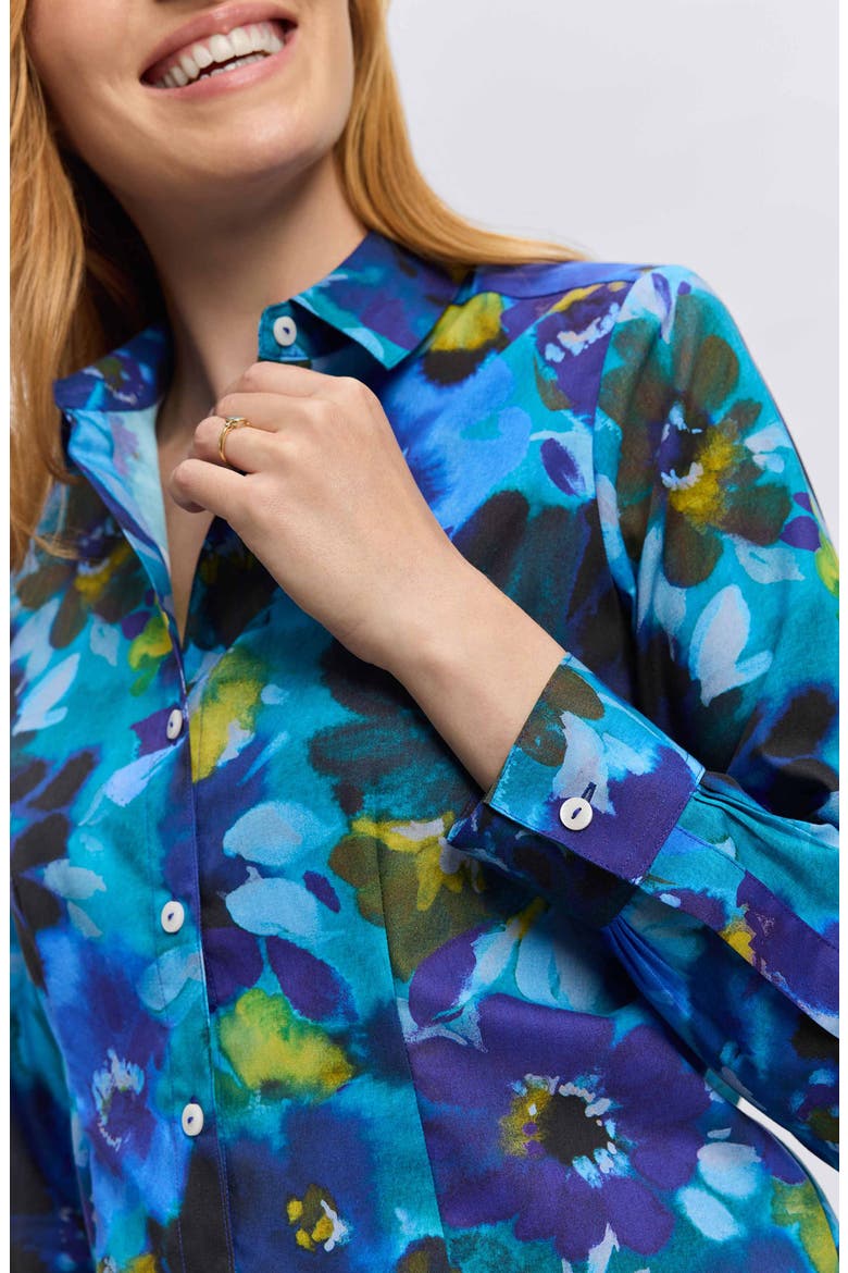 June Floral Button-Up Shirt, Alternate, color, BLUE MULTI