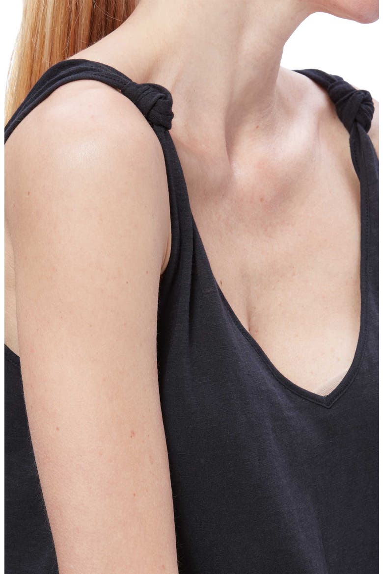 Rylen Knot Shoulder Cotton Blend Tank, Alternate, color, FADE BLACK