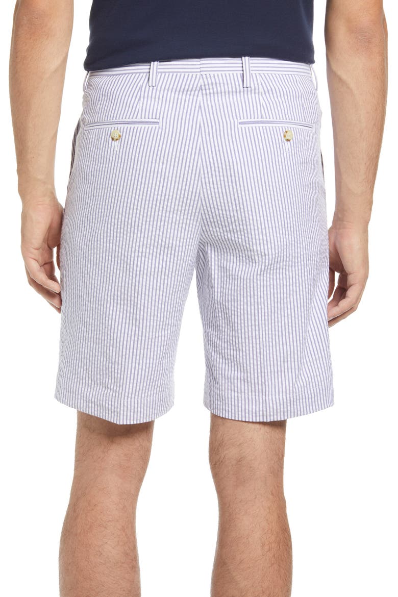 Flat Front Seersucker Shorts, Alternate, color, NAVY