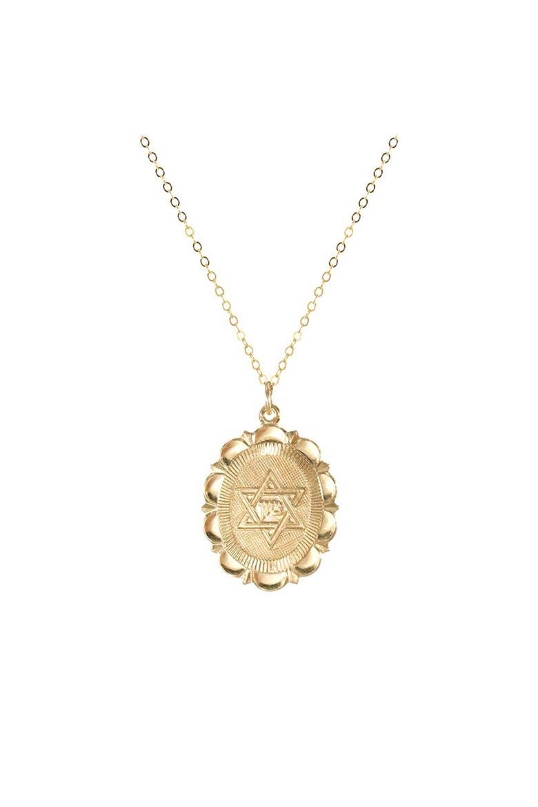 Star Of David Gold Charm Necklace, Main, color, Gold