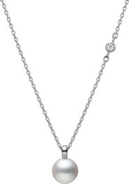 Mikimoto Classic Cultured Pearl & Diamond Pendant Necklace