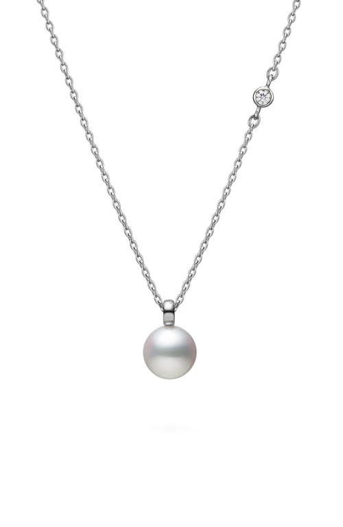 Mikimoto Classic Cultured Pearl & Diamond Pendant Necklace in 18Kw  product