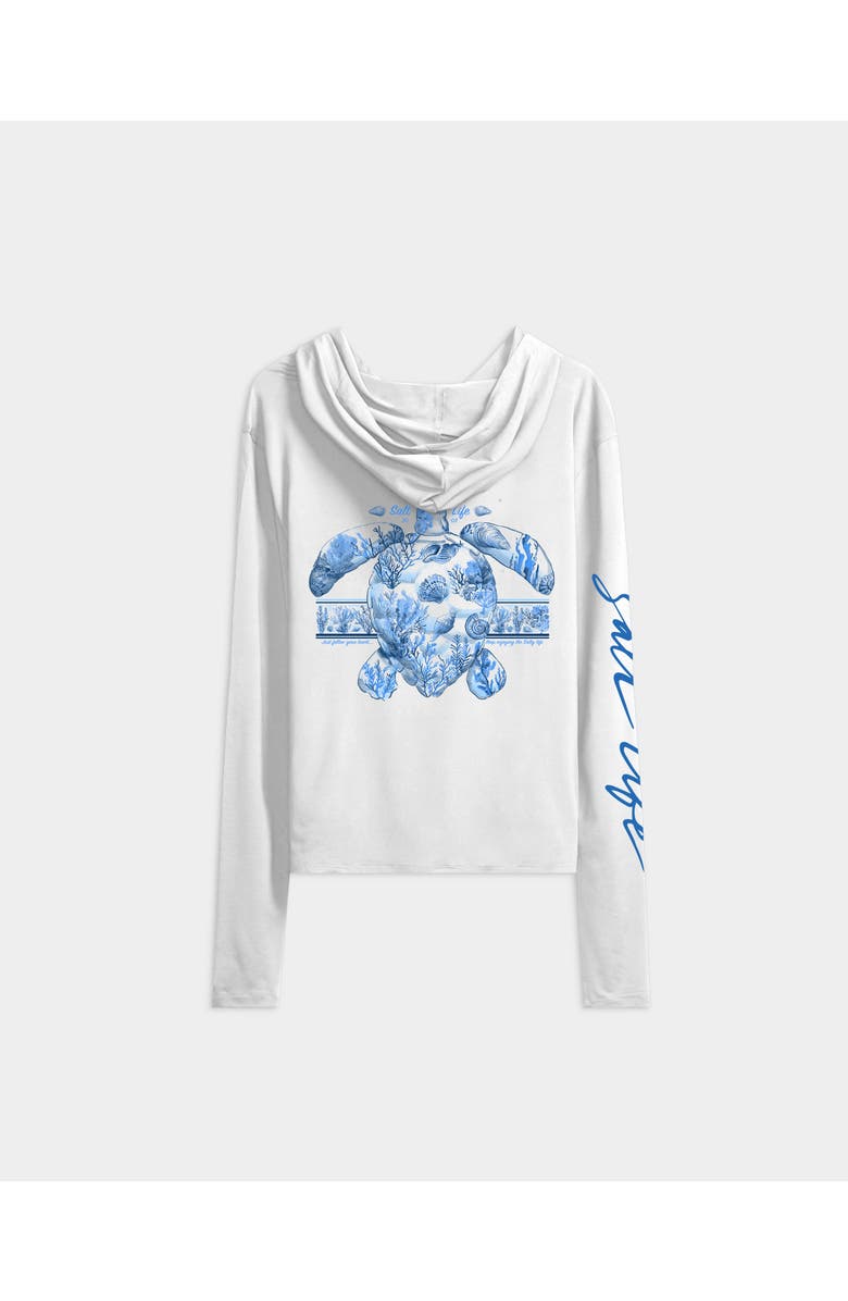 Salt Life Aquarium Turtle Performance Hoodie, Alternate, color, White