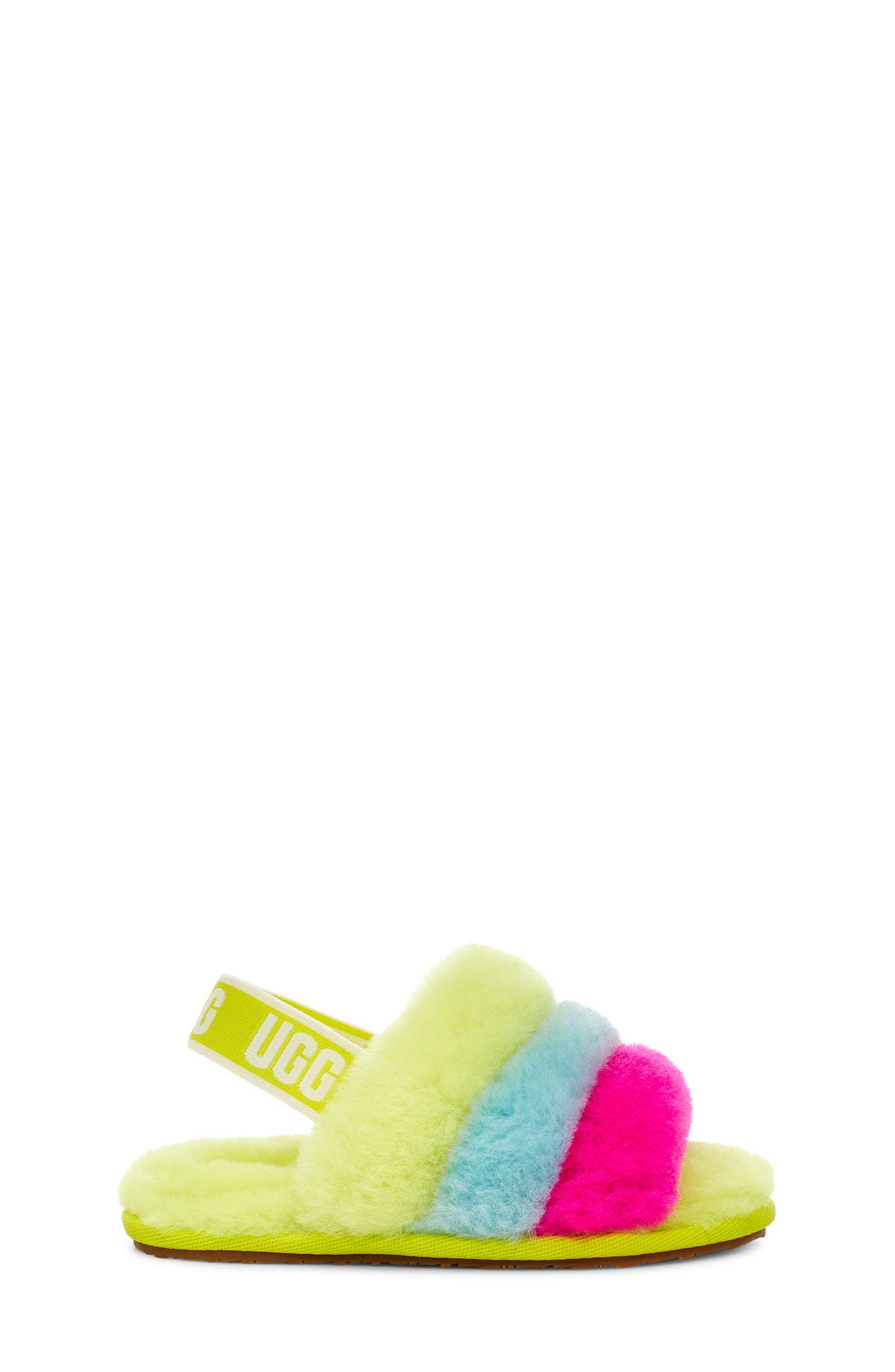 Fluff Yeah Genuine Shearling Slide Sandal, Alternate, color, NEON RAINBOW