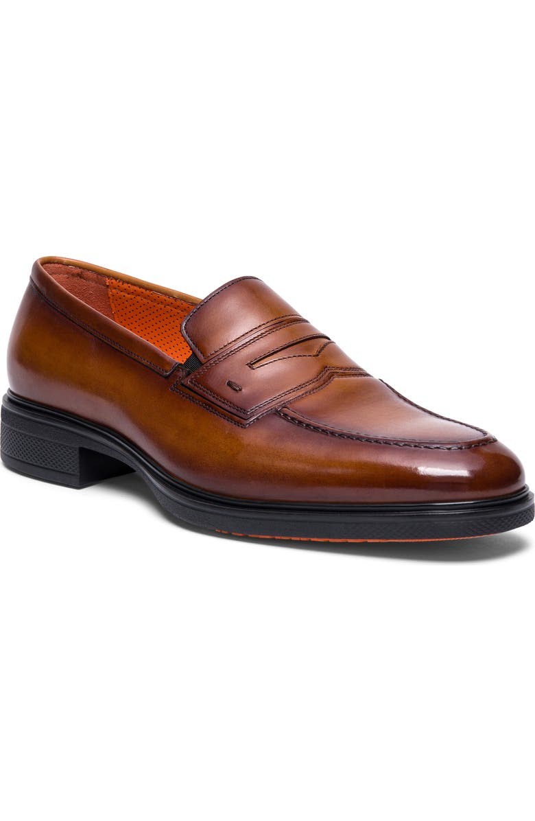 Santoni Easy Penny Loafer, Main, color, Light Brown