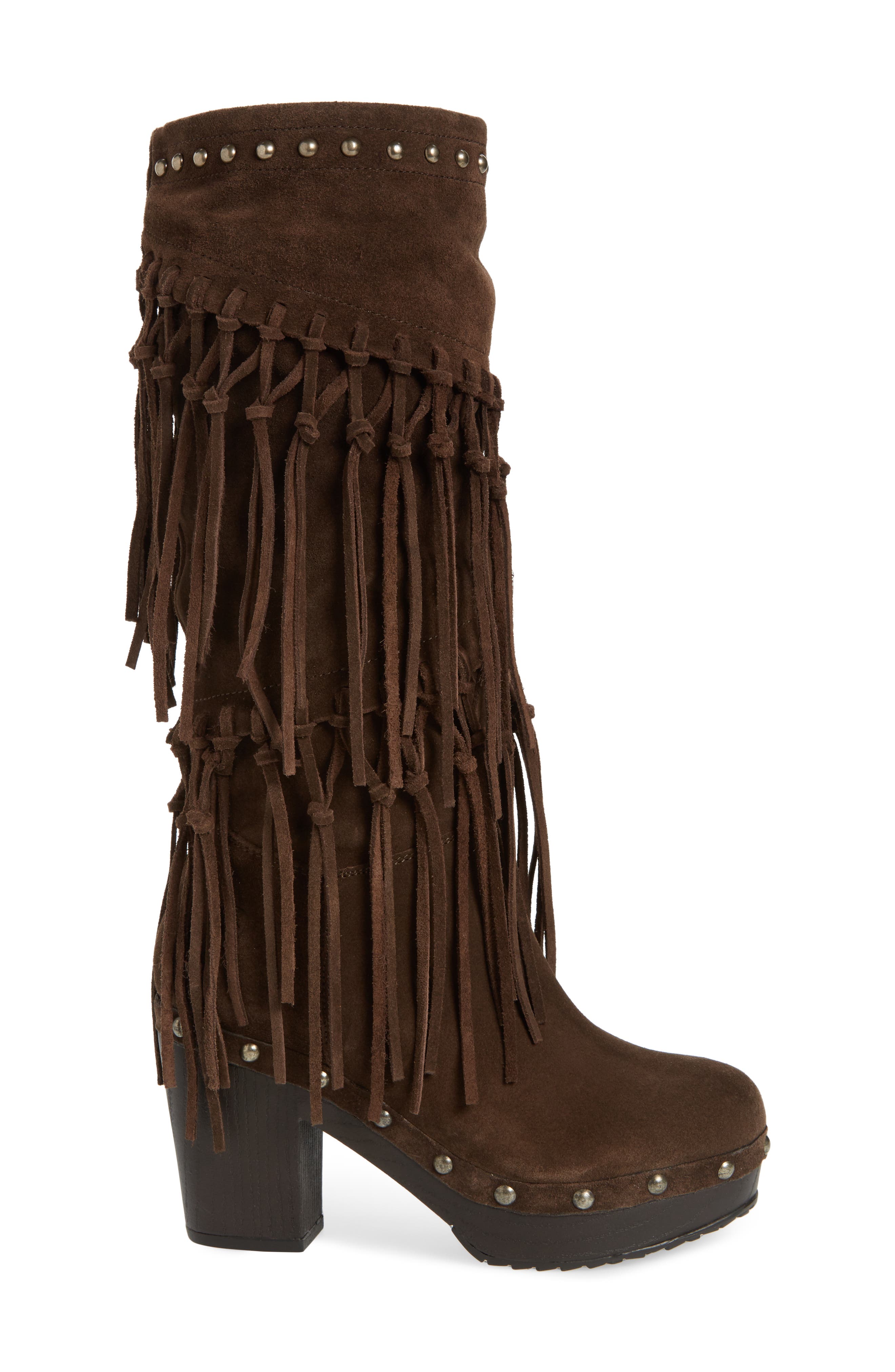 Music Row Fringe Boot, Alternate, color, DARK BROWN SUEDE