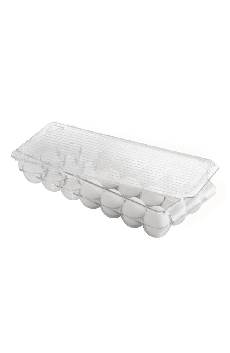 iDesign Plastic Egg Holder - Holds 21 Eggs - Set of 2 - Clear - Made in USA, Alternate, color, Clear