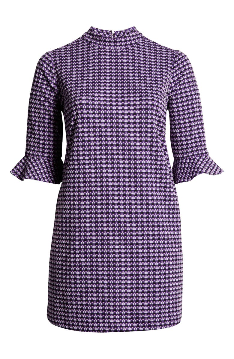 Leota Connie Mock Neck Fluted Sleeve Jacquard Dress, Alternate, color, 