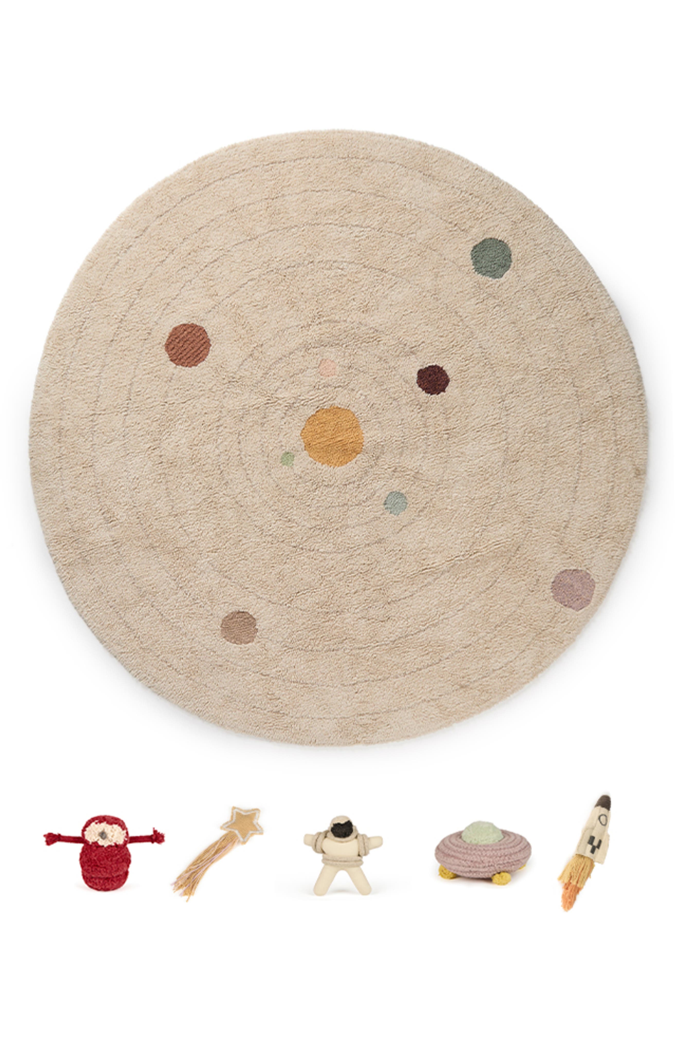 Lorena Canals Solar System Cotton Blend Washable Rug in Natural 