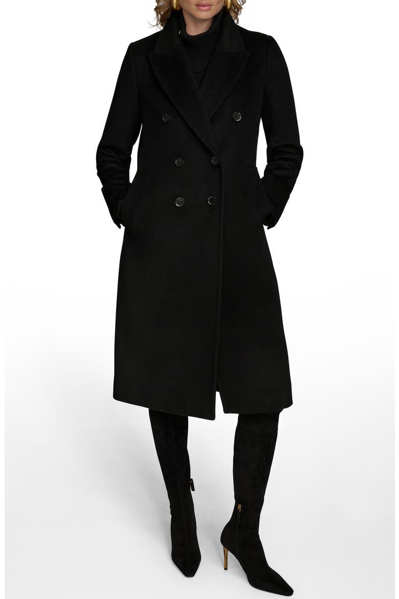 Tailored Double Breasted Wool Blend Coat, Main, color, BLACK