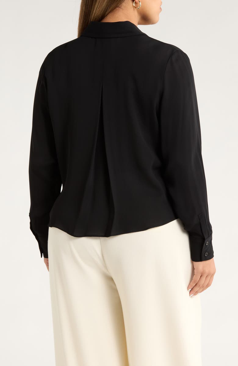 Nordstrom Tux Pleated Button-Up Shirt, Alternate, color, Black