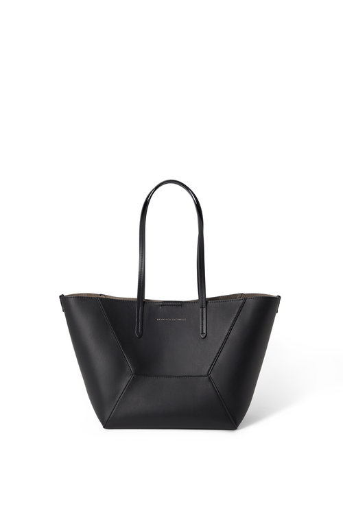 Brunello Cucinelli Calfskin Small Bc Duo Bag In Black