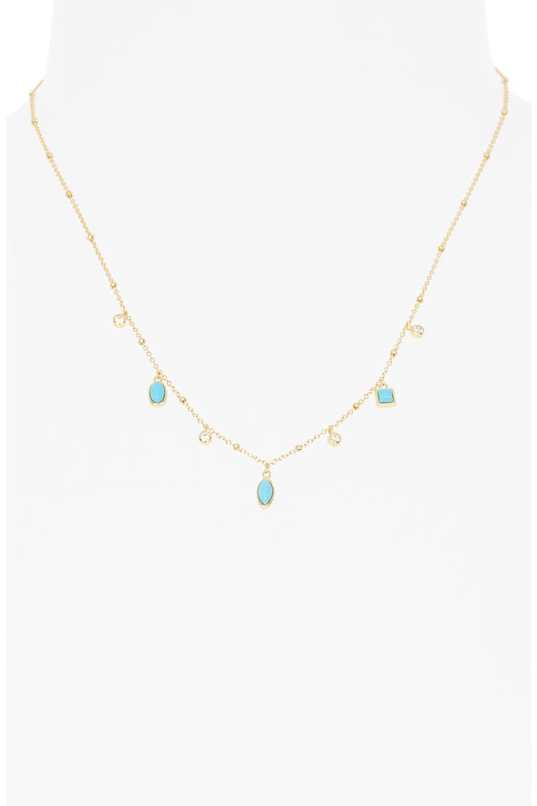 Station Necklace, Alternate, color, GOLD/ TURQUOISE