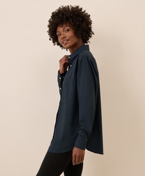 Pact Organic Cotton All Day Poplin Classic Shirt In Blue