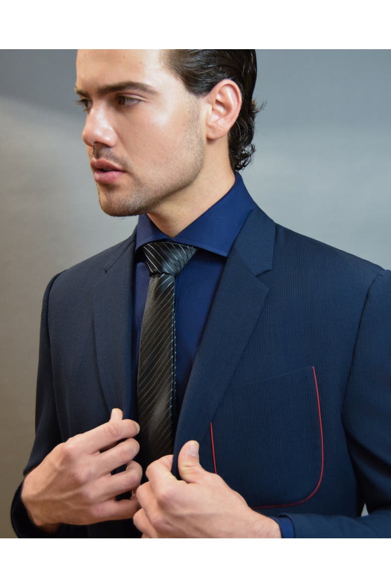 Pinstriped Silk Jacquard Tie, Alternate, color, Jet Black