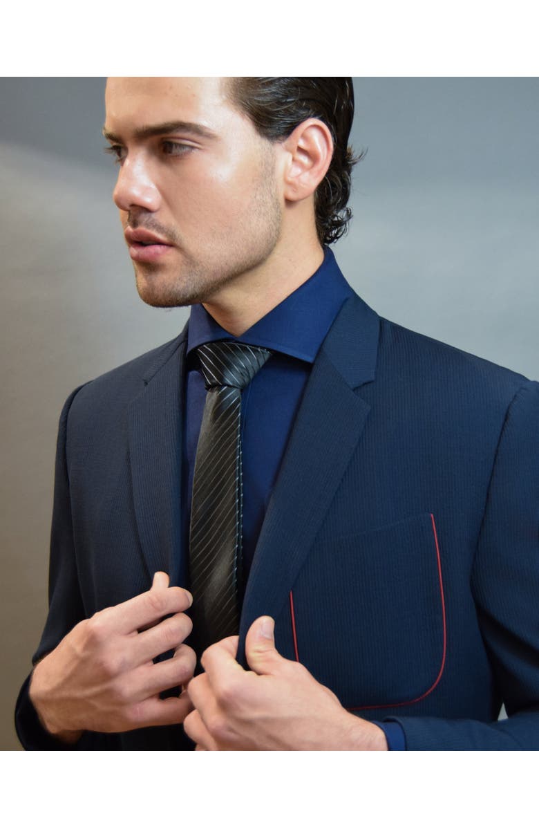 Knottery & Co Pinstriped Silk Jacquard Tie, Alternate, color, Jet Black