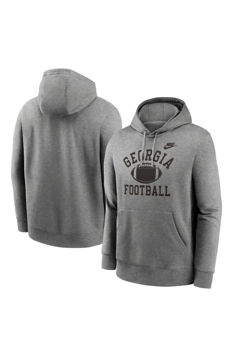 Nike Men's Nike Heather Gray Georgia Bulldogs Legacy Football Icon Club Fleece Pullover Hoodie, Alternate, color, Heather Gray