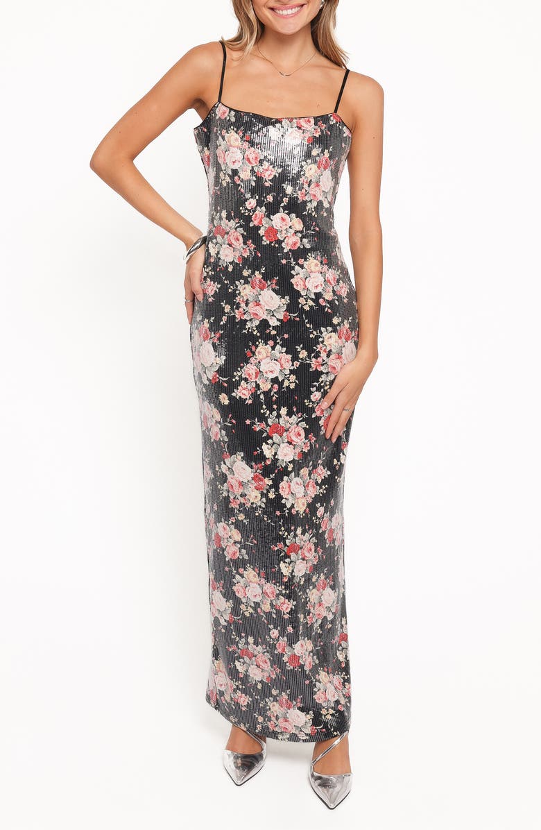 Petal & Pup Everlee Floral Sequin Maxi Dress, Main, color, Floral Sequin