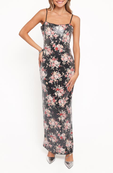 Everlee Floral Sequin Maxi Dress