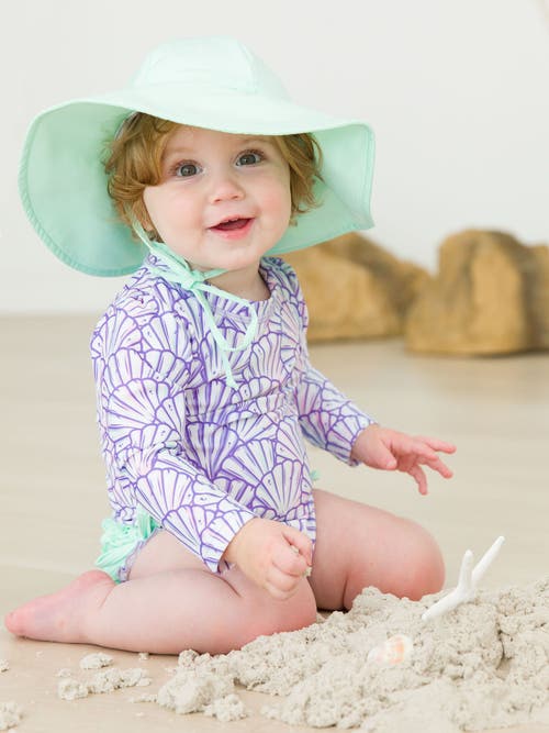 Rufflebutts Baby Girls Long Sleeve Upf50+ One Piece Rash Guard In Magical Mermaid