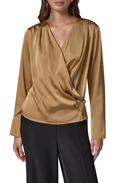 Faux Wrap Long Sleeve Top