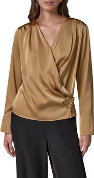 Donna Karan New York Faux Wrap Long Sleeve Top