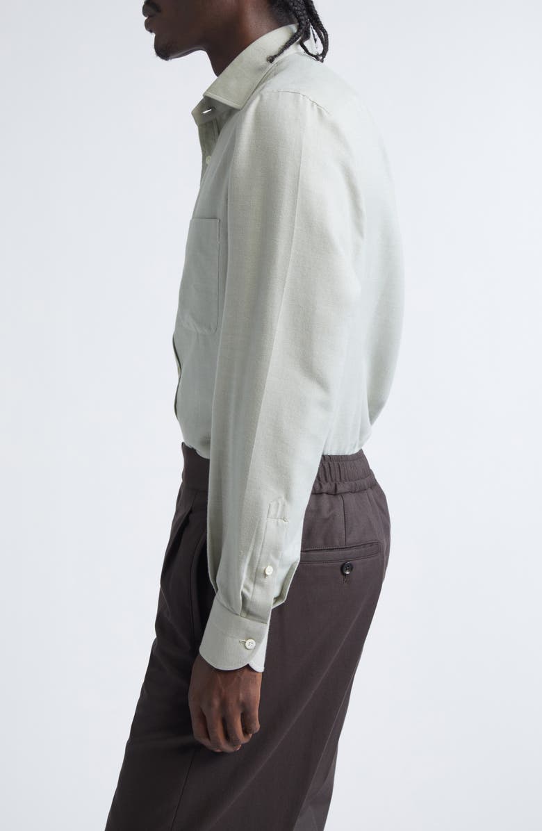 ISAIA Cotton & Silk Button-Up Shirt, Alternate, color, Green