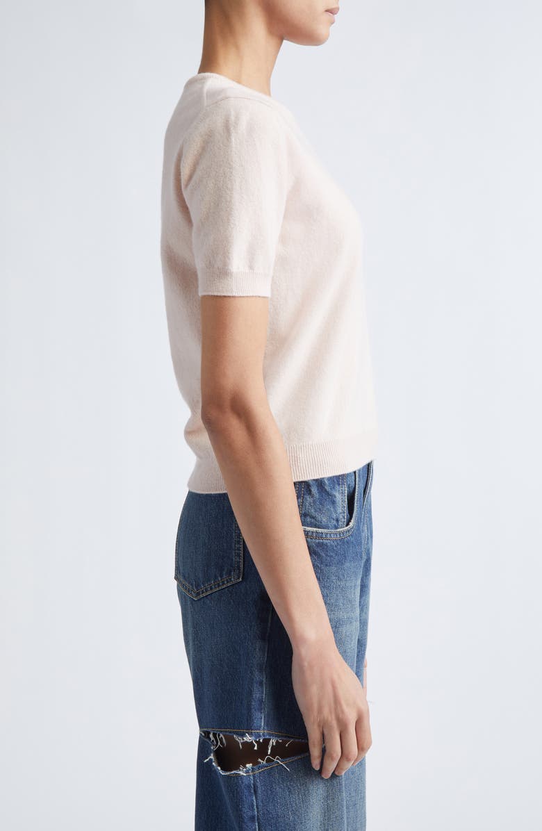 Maison Margiela Short Sleeve Virgin Wool Crewneck Sweater, Alternate, color, Pale Pink