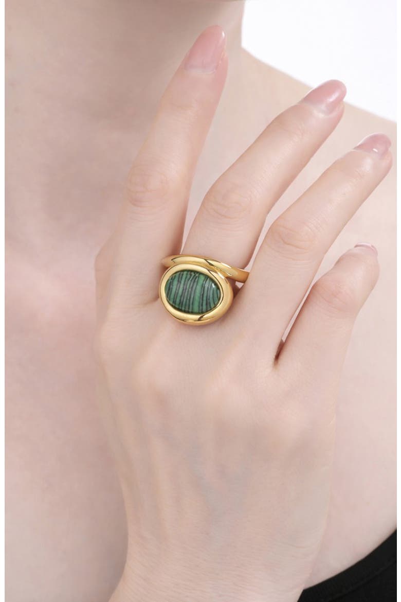 Isel Malachite Statement Ring, Alternate, color, GOLD