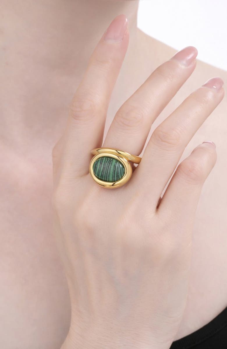 EYE CANDY LOS ANGELES Isel Malachite Statement Ring, Alternate, color, Gold