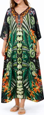 RANEES Print V-Neck Maxi Caftan