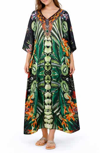 Print V-Neck Maxi Caftan