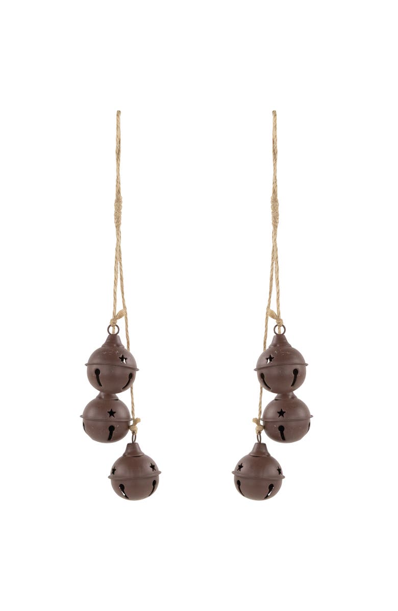 Northlight Cascading Christmas Jingle Bell Ornaments - 13.5" - Brown - Set of 2, Main, color, Brown