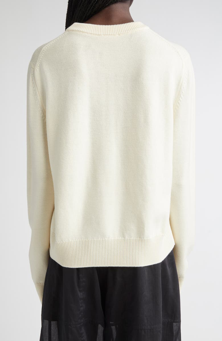 Jil Sander Floral Embroidered Virgin Wool Blend Sweater, Alternate, color, Cloud