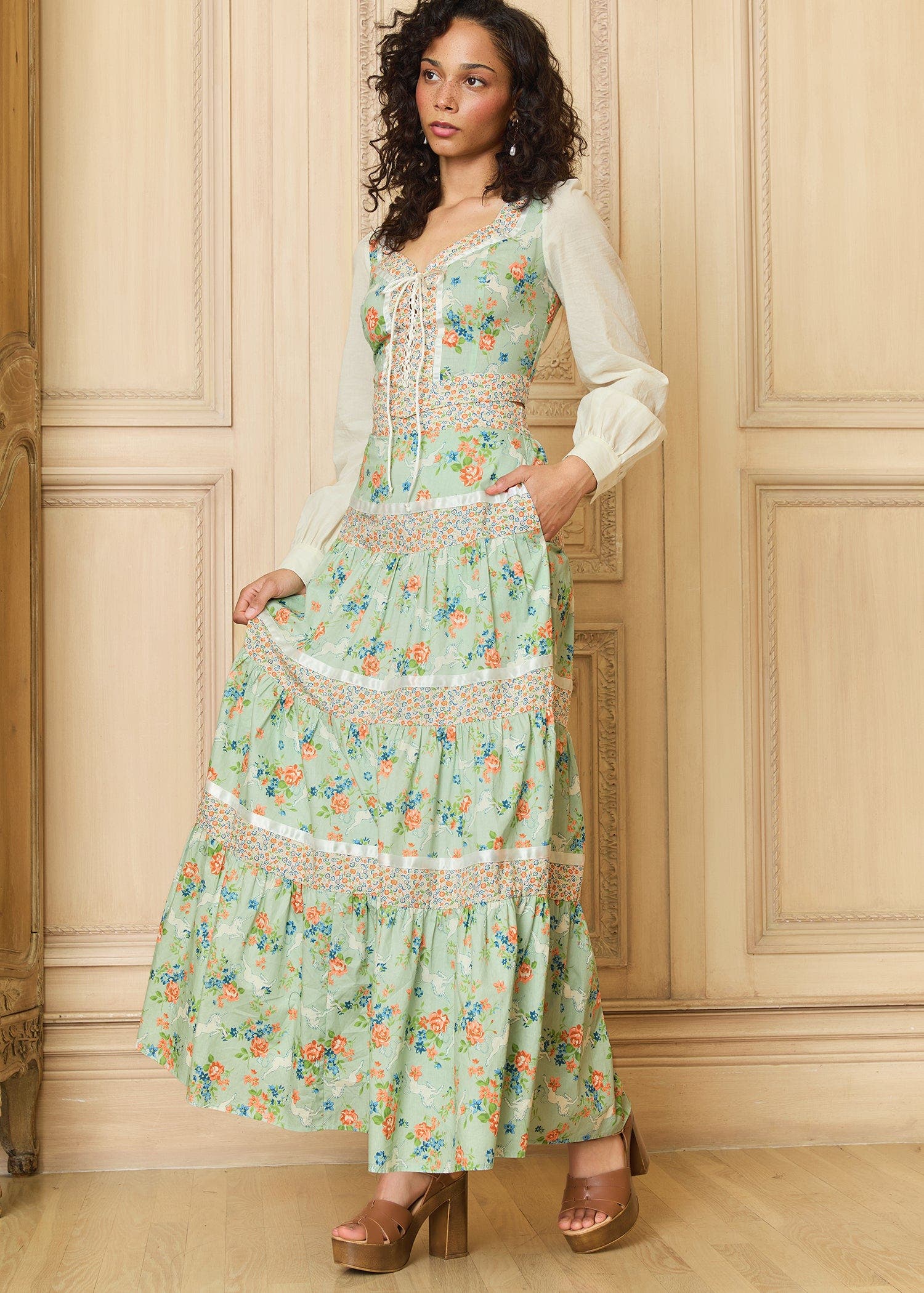 ModCloth Bella Tiered Maxi Unicorn Skirt, ModCloth x Gunne Sax (Women ...