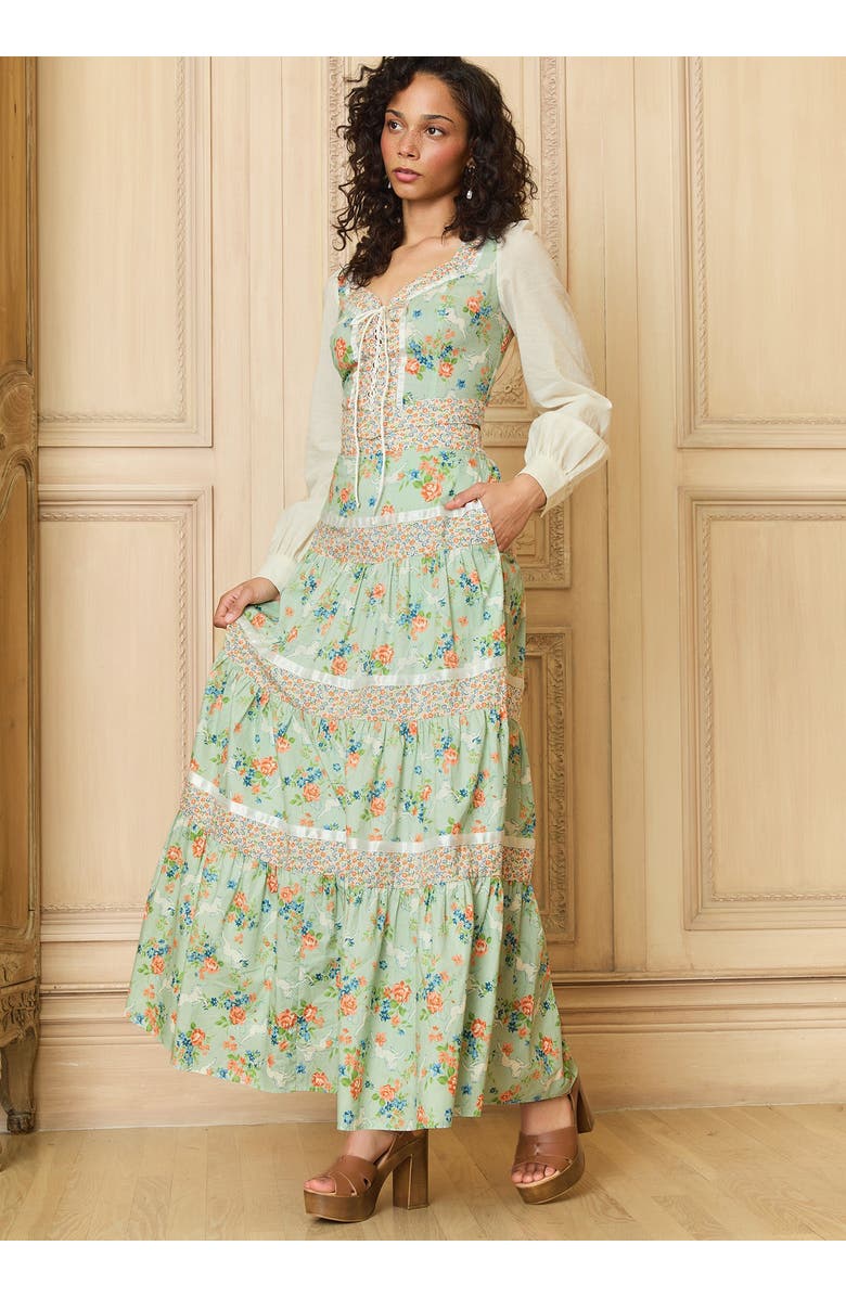 ModCloth Bella Tiered Maxi Skirt, ModCloth x Gunne Sax, Alternate, color, Unicorn Tapestry