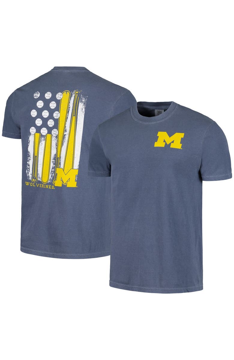 IMAGE ONE Men's Navy Michigan Wolverines Baseball Flag Comfort Colors T-Shirt, Alternate, color, Navy