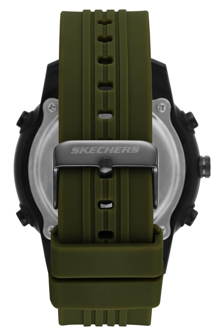 Wilkie Ana-Digi Silicone Strap Watch, 50mm, Alternate, color, BLACK