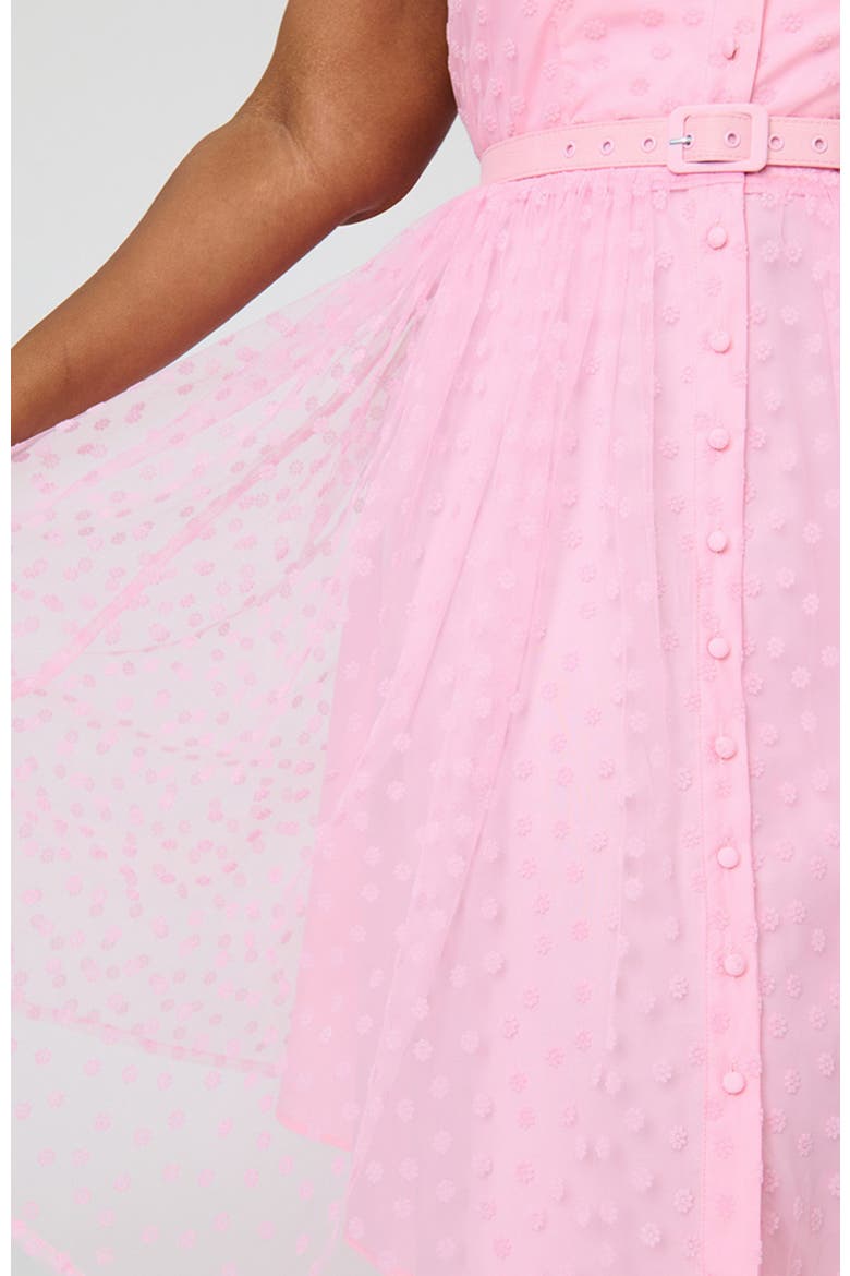 Plus Size 1950s Short Sleeve Collared Hollie Swing Dress, Alternate, color, Pink Daisy Print
