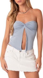 EDIKTED Twist Split Front Tube Top